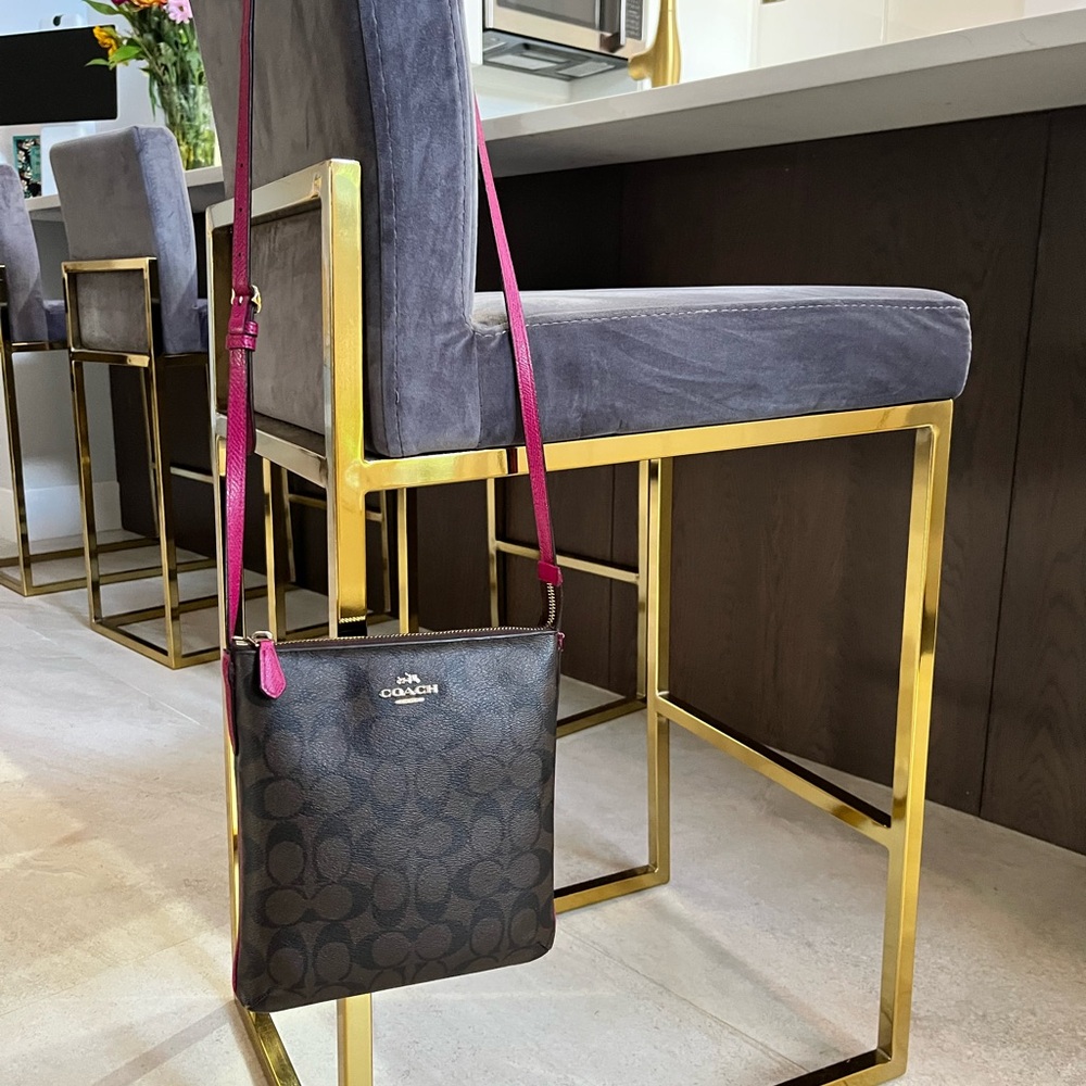 Coach Dark Brown and Pink Crossbody Bag